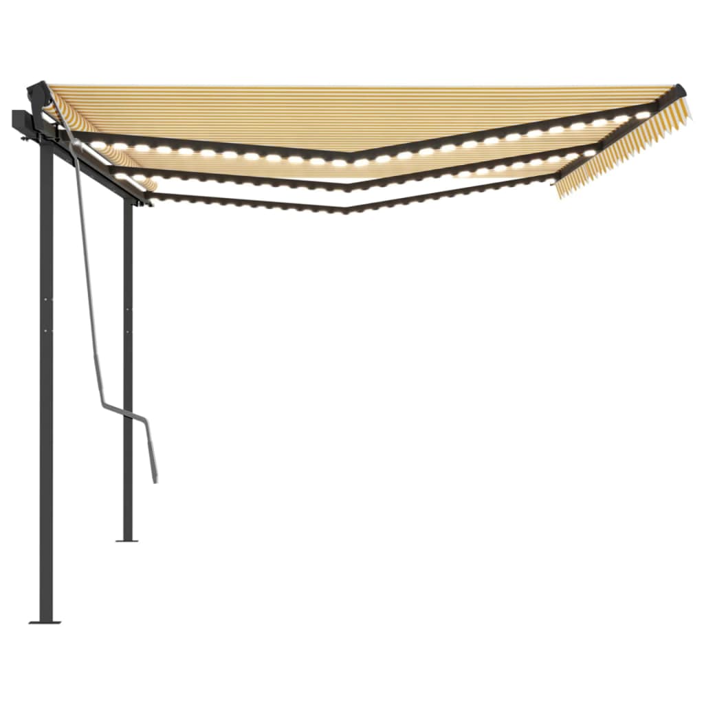 Tenda da Sole Retrattile Manuale con LED 6x3,5 m Gialla Bianca