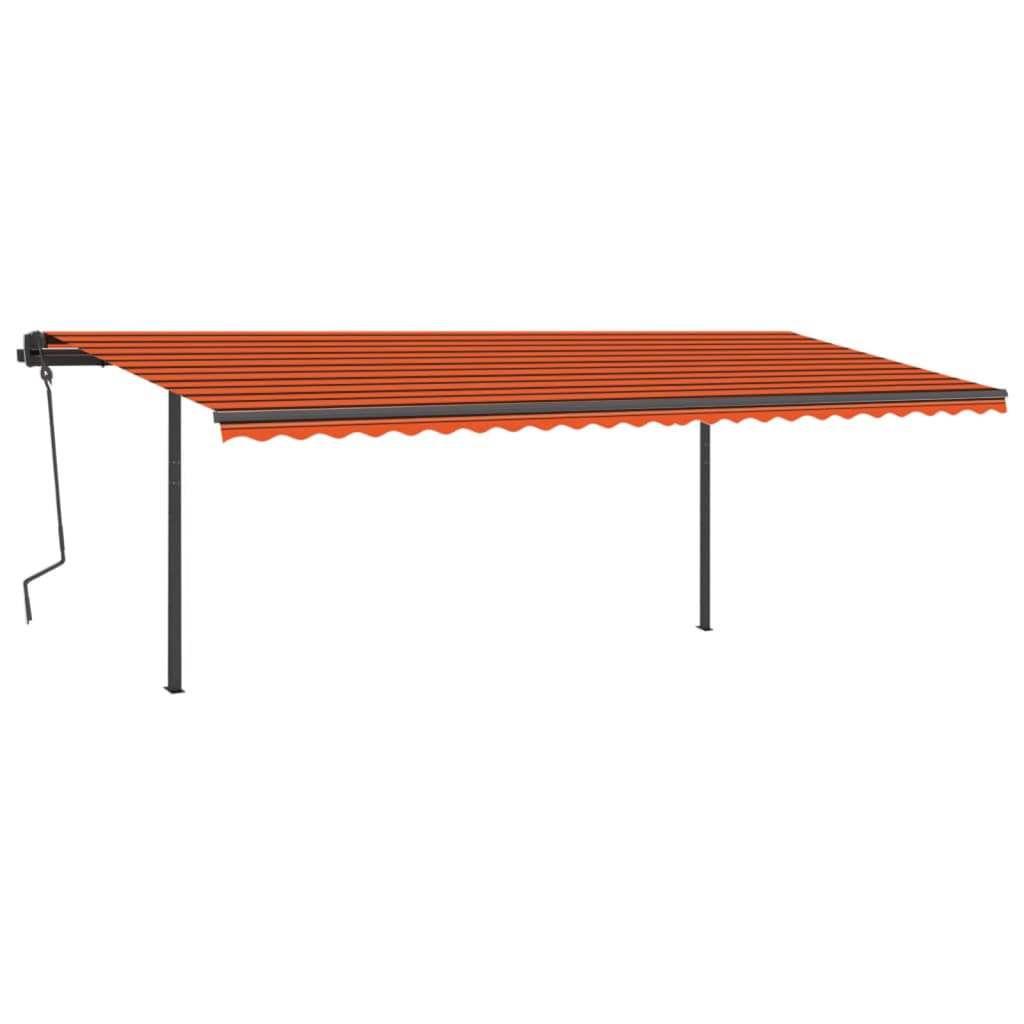 Tenda Retrattile Automatica con Pali 6x3,5 m Arancio e Marrone