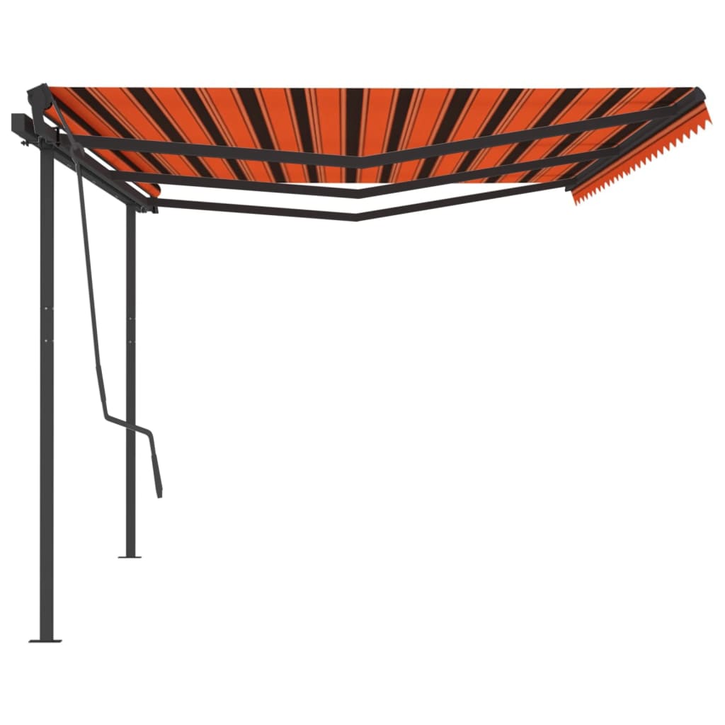 Tenda Retrattile Automatica con Pali 6x3,5 m Arancio e Marrone