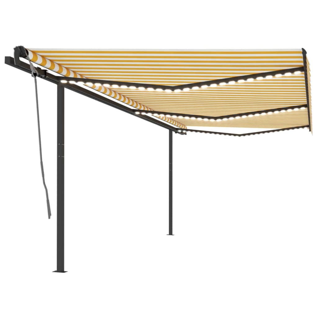 Tenda Automatica con Sensore Vento e LED 6x3,5 m Gialla Bianca