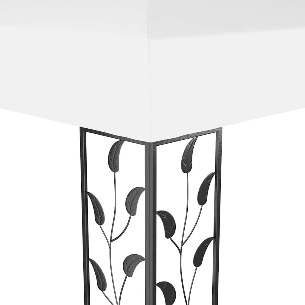 Gazebo con Tetto Doppio e Stringa di Luci LED 3x4 m Bianco