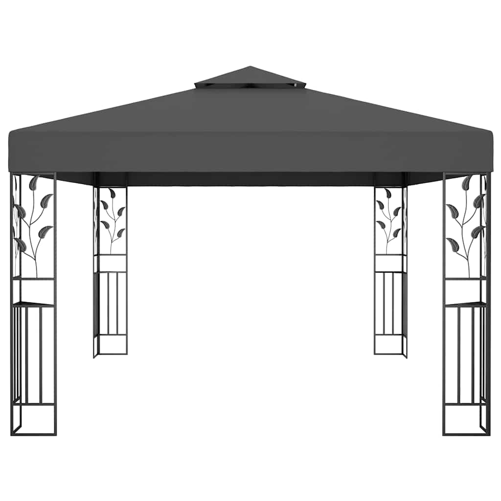 Gazebo con Tetto Doppio e Luci LED 3x4 m Antracite