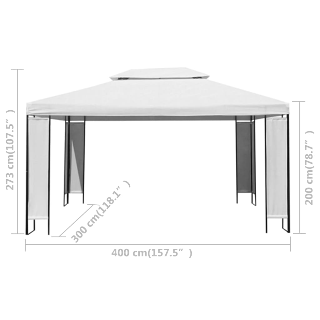 Gazebo con Stringa di Luci LED Bianco 3x4 m