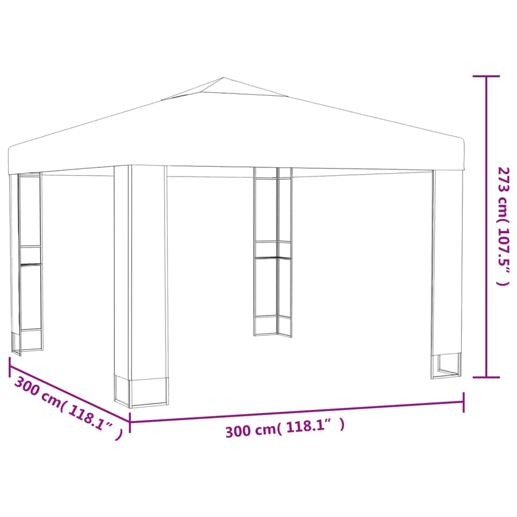 Gazebo con Tetto Doppio e Stringa di Luci LED 3x3 m Antracite