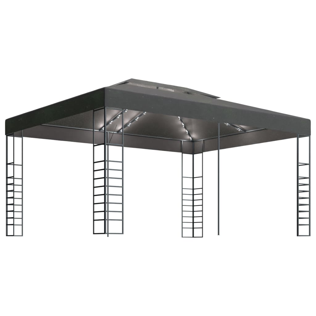 Gazebo con Stringa di Luci LED 3x4 m Antracite
