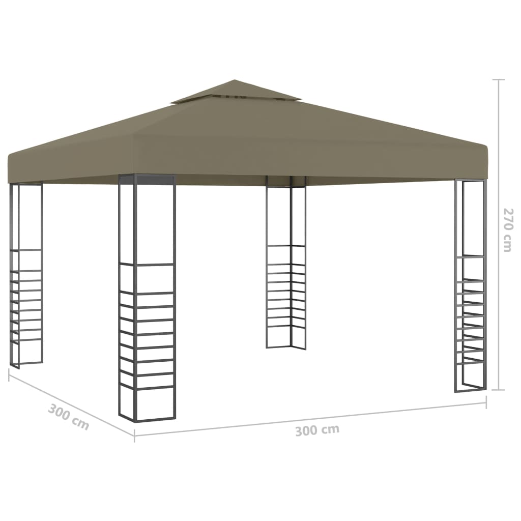 Gazebo con Luci LED a Stringa 3x3 m Grigio Talpa