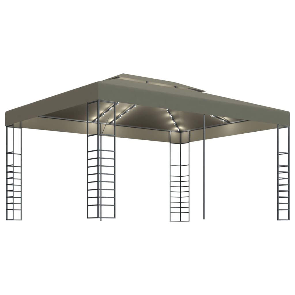 Gazebo con Luci LED a Stringa 3x4 m Grigio Talpa