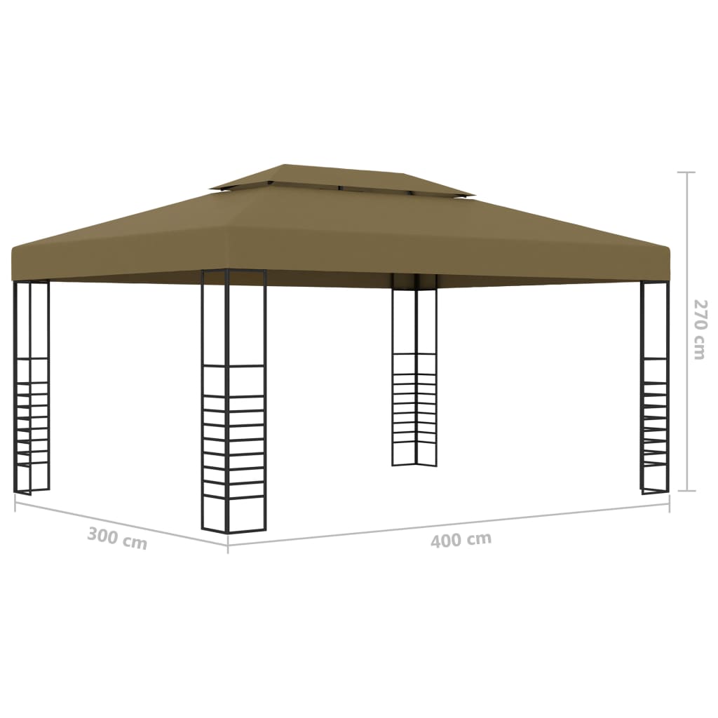 Gazebo con Luci LED a Stringa 3x4 m Grigio Talpa