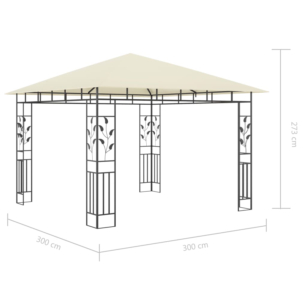 Gazebo con Zanzariera e Luci LED 3x3x2,73 m Crema