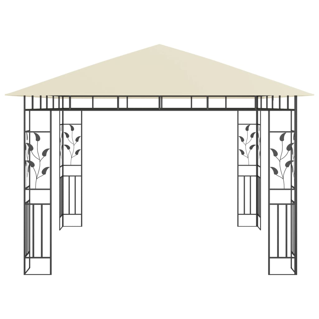 Gazebo con Zanzariera e Luci LED 3x3x2,73 m Crema