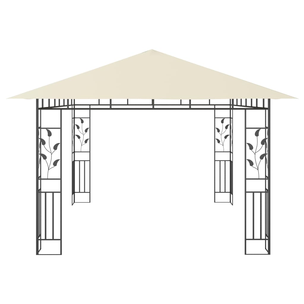Gazebo con Zanzariera e Luci LED 4x3x2,73 m Crema