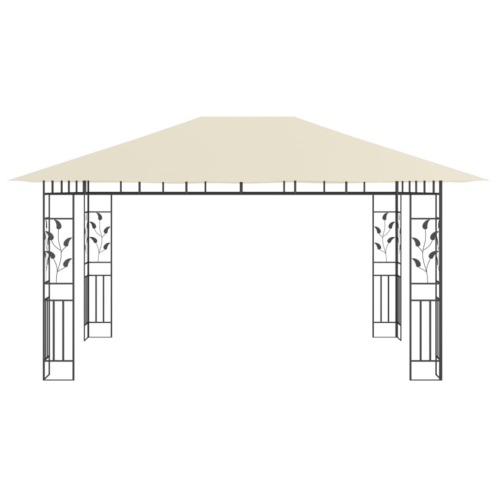 Gazebo con Zanzariera e Luci LED 4x3x2,73 m Crema