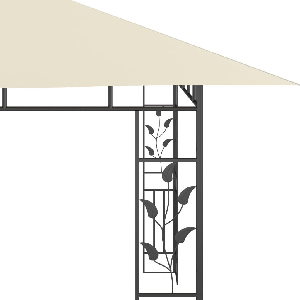 Gazebo con Zanzariera e Luci LED 4x3x2,73 m Crema