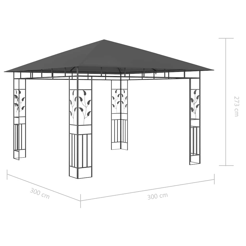 Gazebo con Zanzariera e Luci LED 3x3x2,73 m Antracite