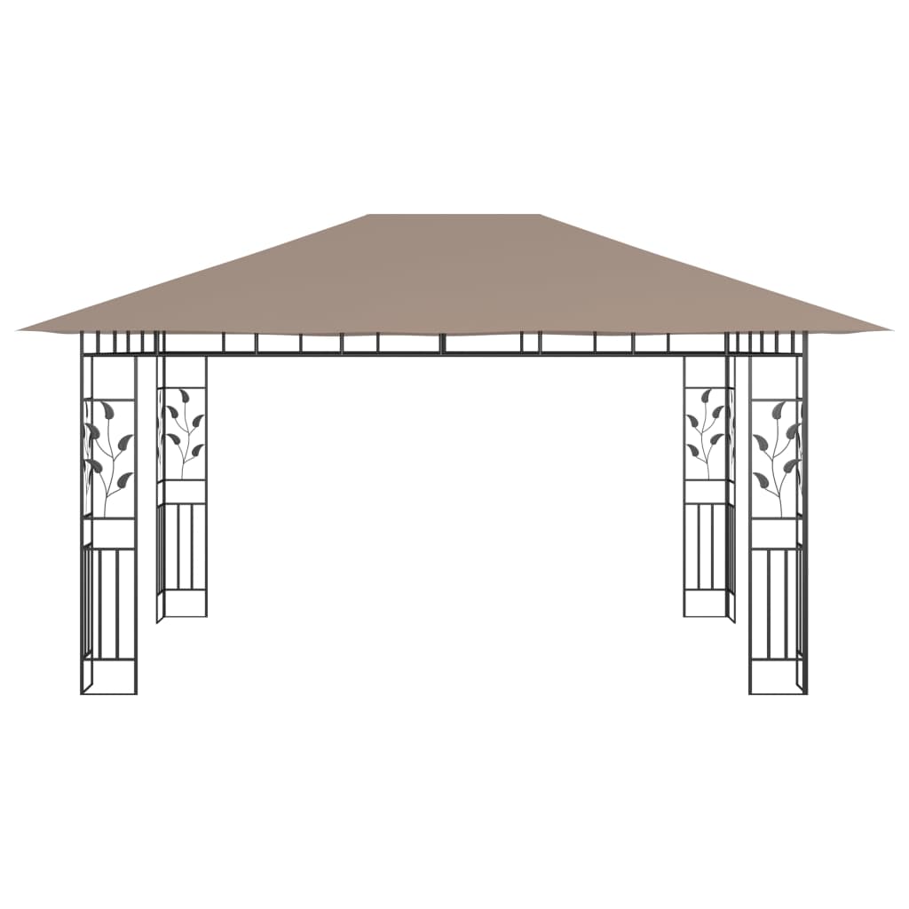 Gazebo con Zanzariera Luci LED 4x3x2,73 m Grigio Talpa