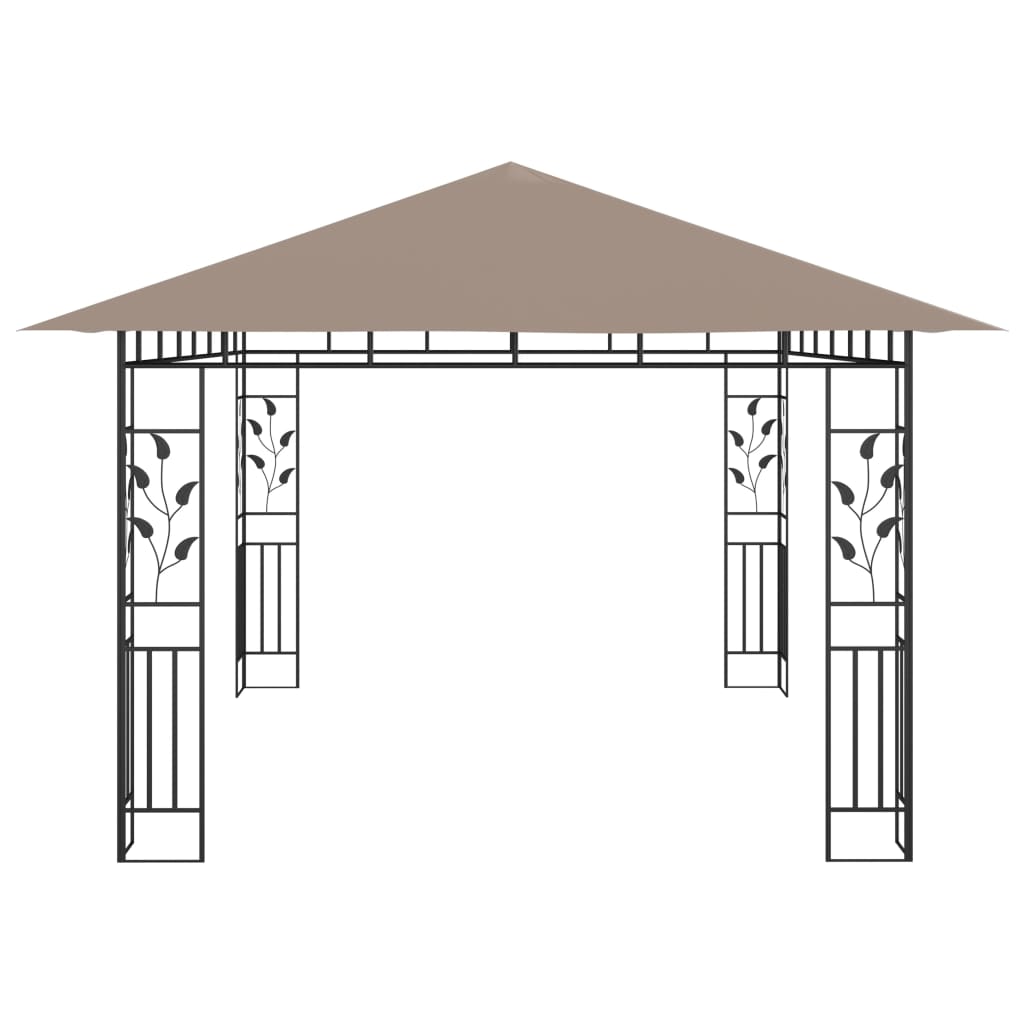 Gazebo con Zanzariera Luci LED 4x3x2,73 m Grigio Talpa