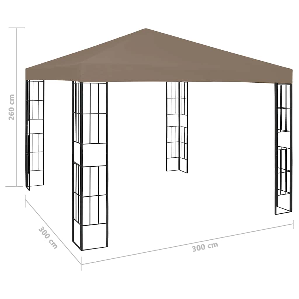 Gazebo con Luci a Stringa LED 3x3 m Grigio Talpa