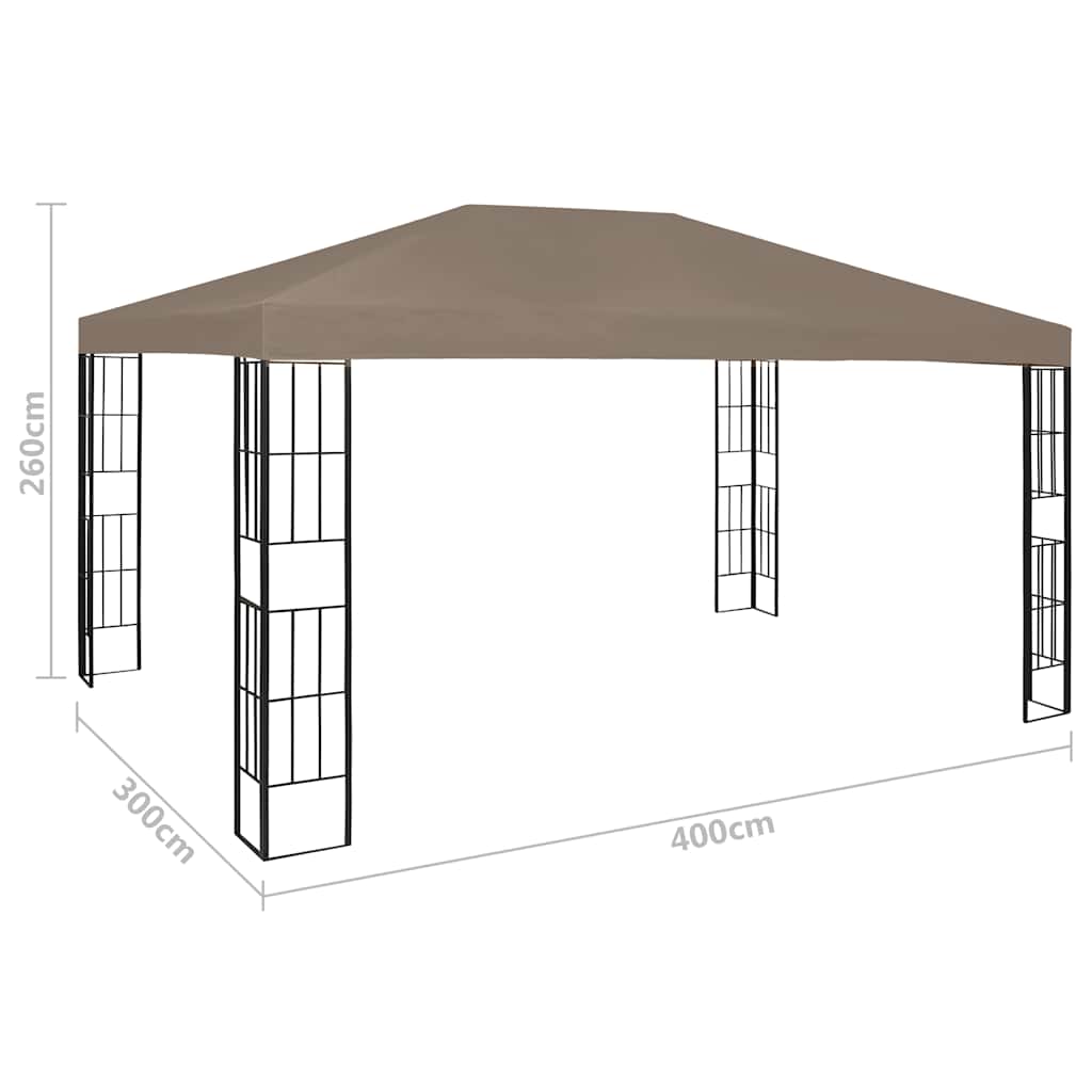 Gazebo con Luci a Stringa LED 4x3 m Grigio Talpa