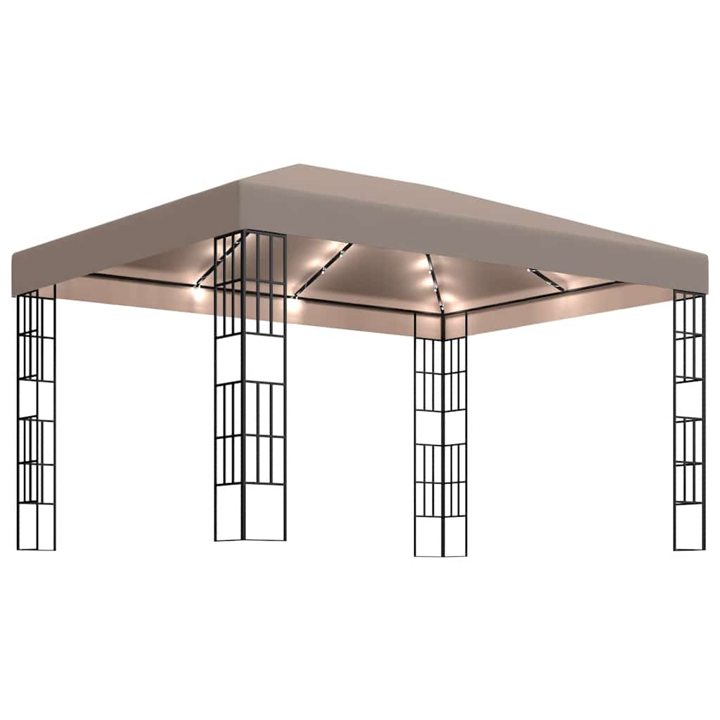 Gazebo con Luci a Stringa LED 4x3 m Grigio Talpa