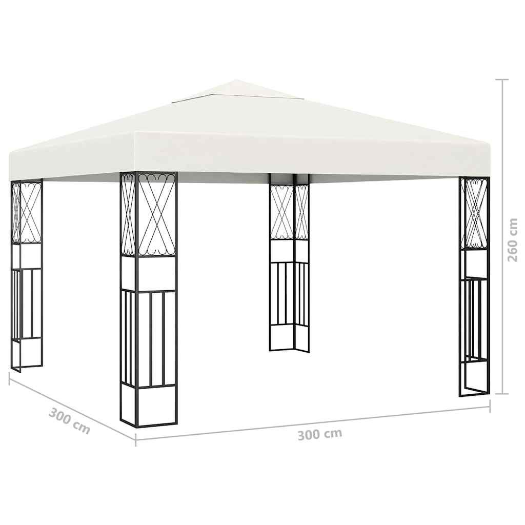 Gazebo con Stringa di Luci LED 3x3 m in Tessuto Crema