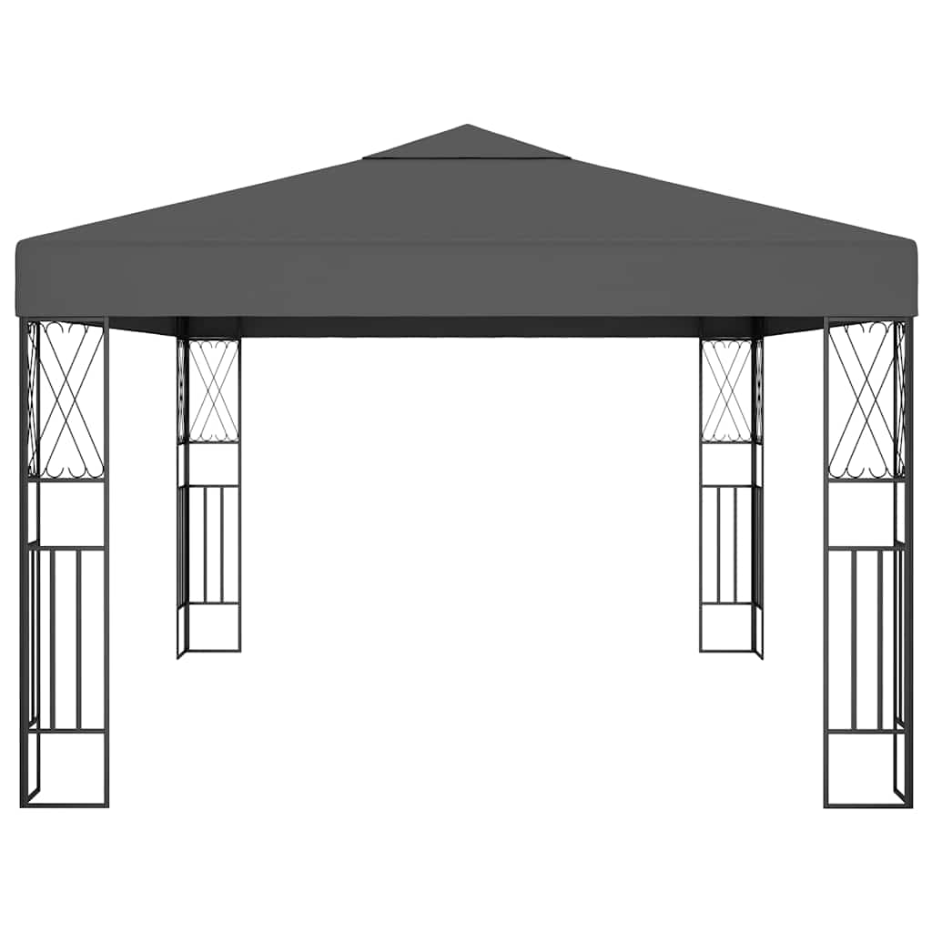 Gazebo con Stringa di Luci LED 3x4 m in Tessuto Antracite