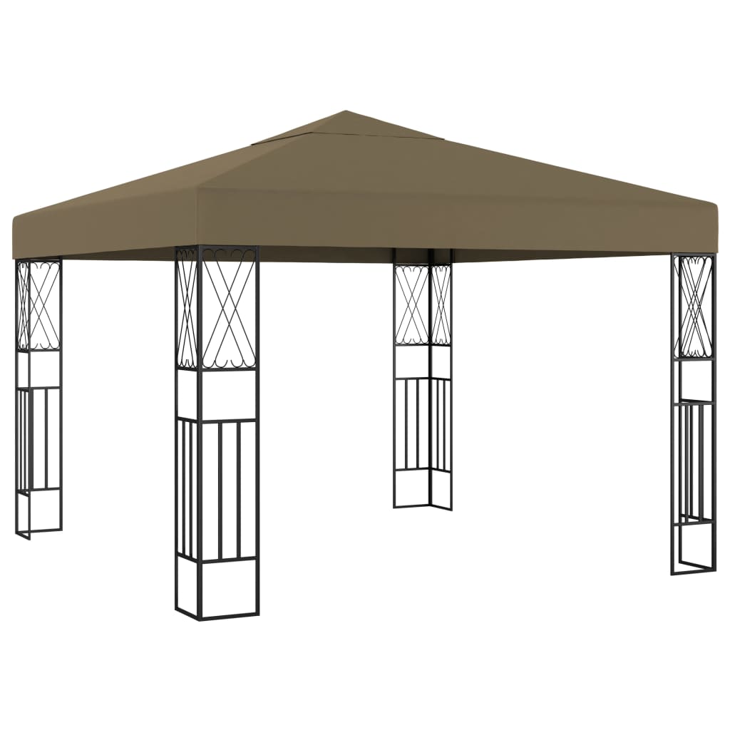 Gazebo con Luci a Stringa LED 3x3 m in Tessuto Grigio Talpa