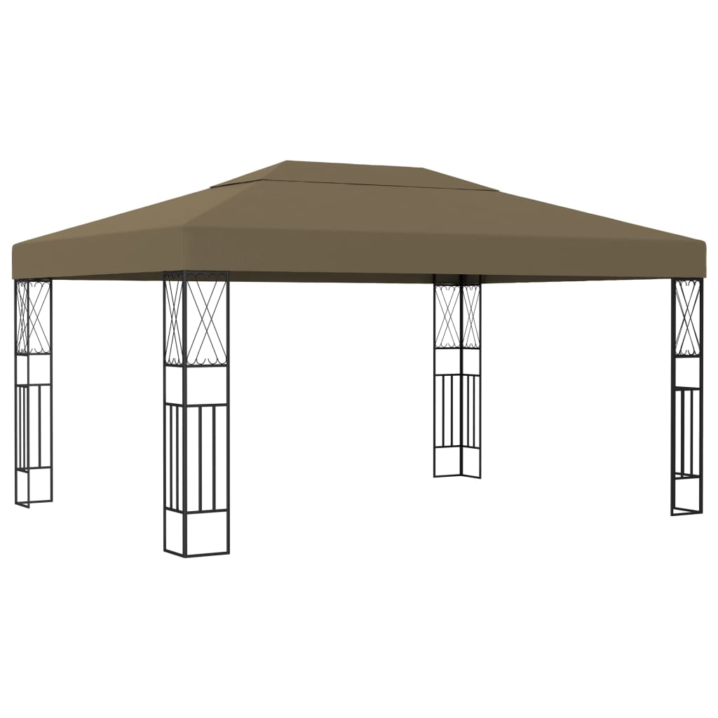 Gazebo con Luci a Stringa LED 3x4 m in Tessuto Grigio Talpa