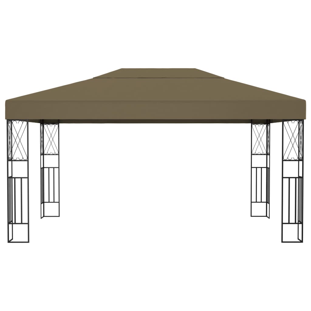 Gazebo con Luci a Stringa LED 3x4 m in Tessuto Grigio Talpa