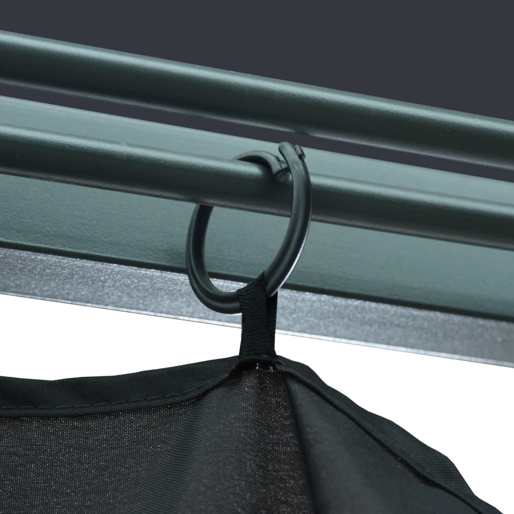 Gazebo con Tende e Luci LED 300x300 cm Antracite in Alluminio