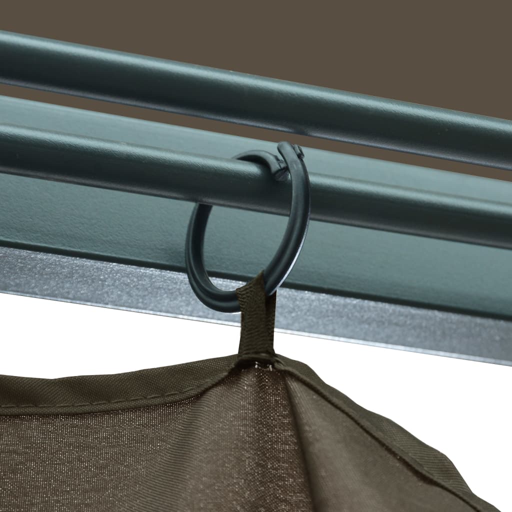 Gazebo con Tende e Luci LED 300x300 cm Grigio Talpa Alluminio