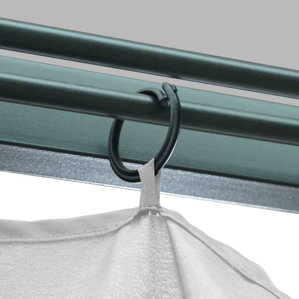 Gazebo con Tende Stringa di Luci LED 400x300 cm Crema Alluminio