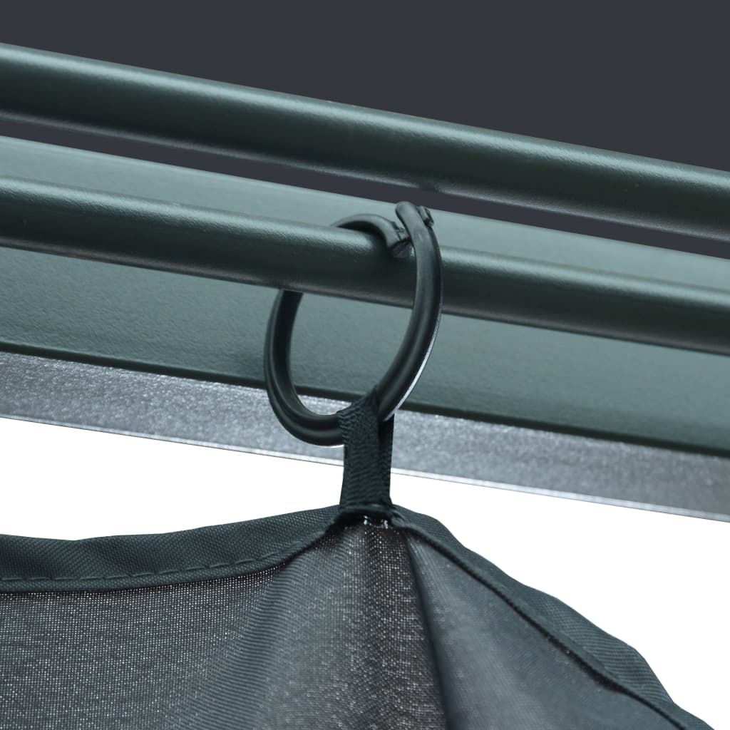 Gazebo con Tende e Luci LED 400x300 cm Antracite in Alluminio