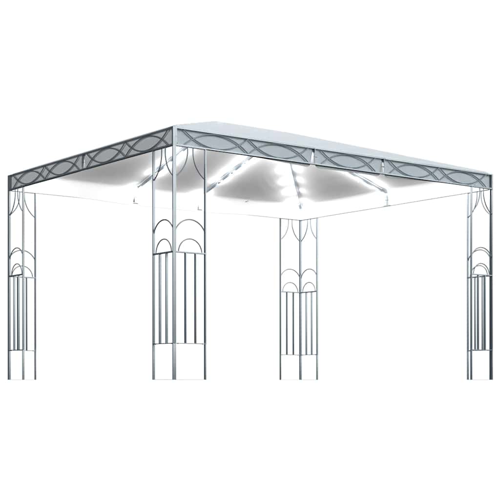 Gazebo con Stringa di Luci LED 400x300 cm Crema