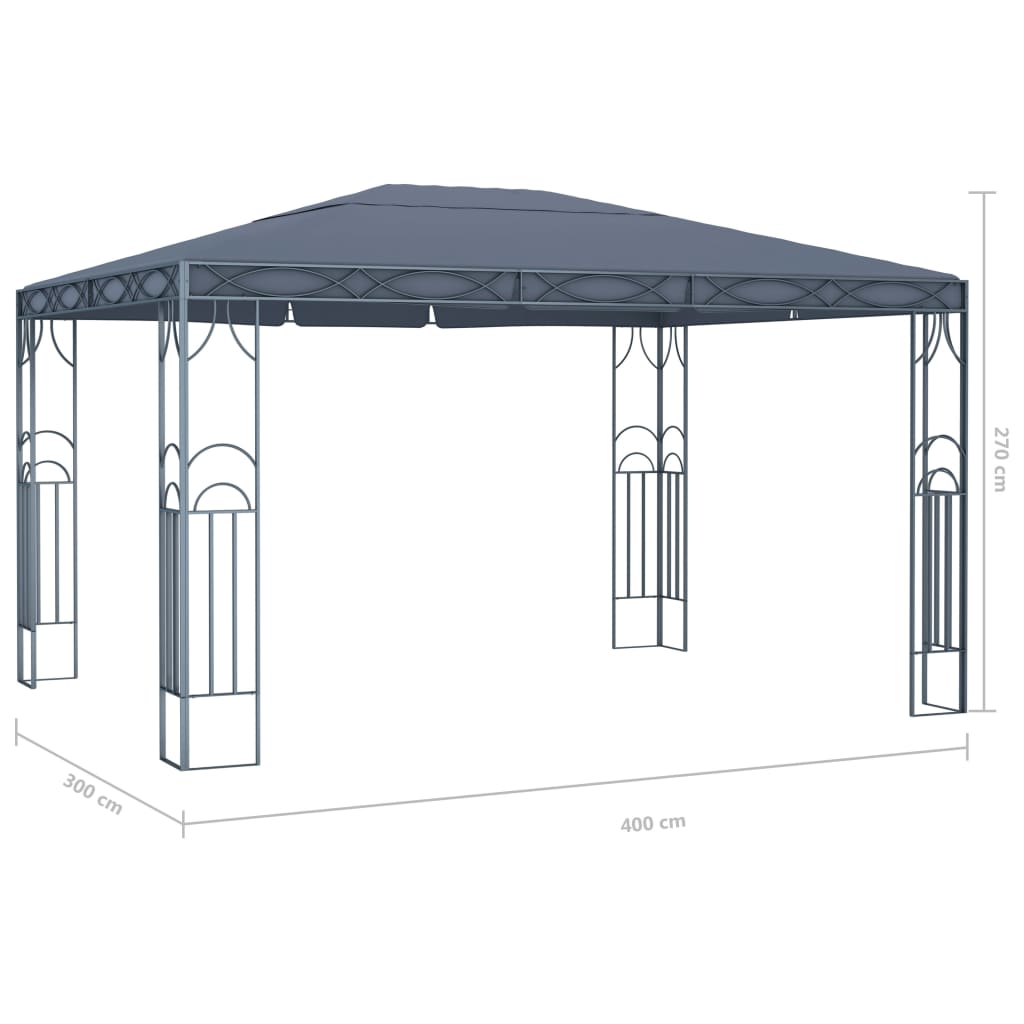Gazebo con Stringa di Luci LED 400x300 cm Antracite