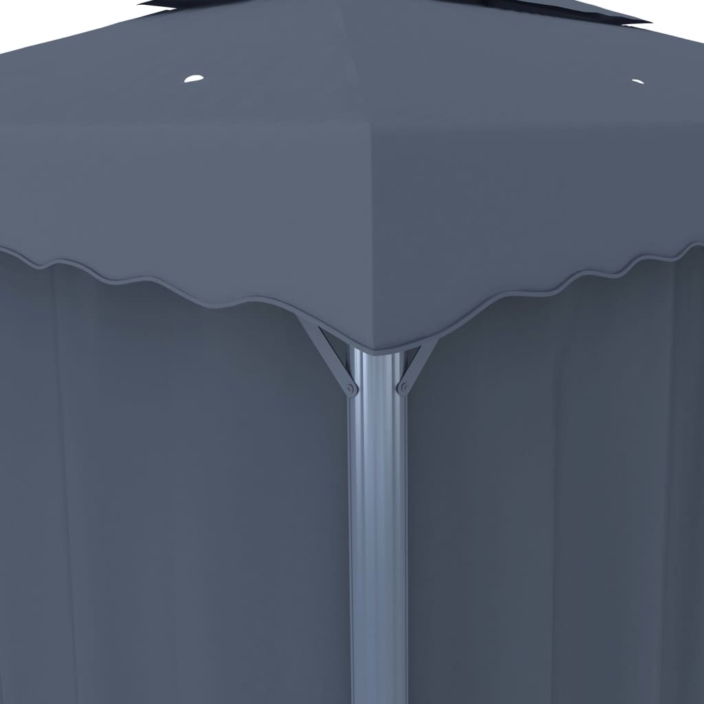 Gazebo con Tende e Stringa di Luci LED 3x3 m Antracite
