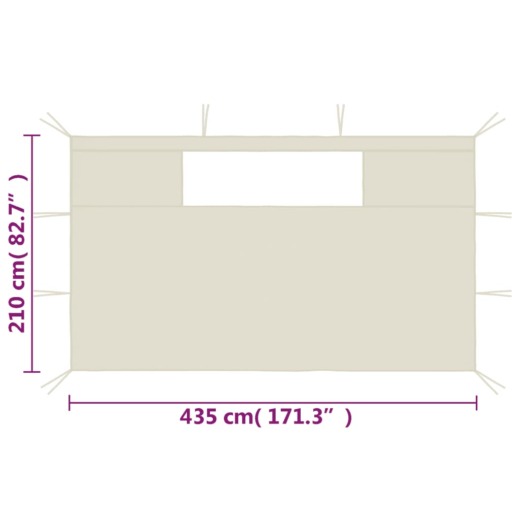 Pareti con Finestre per Gazebo 2 pz Crema