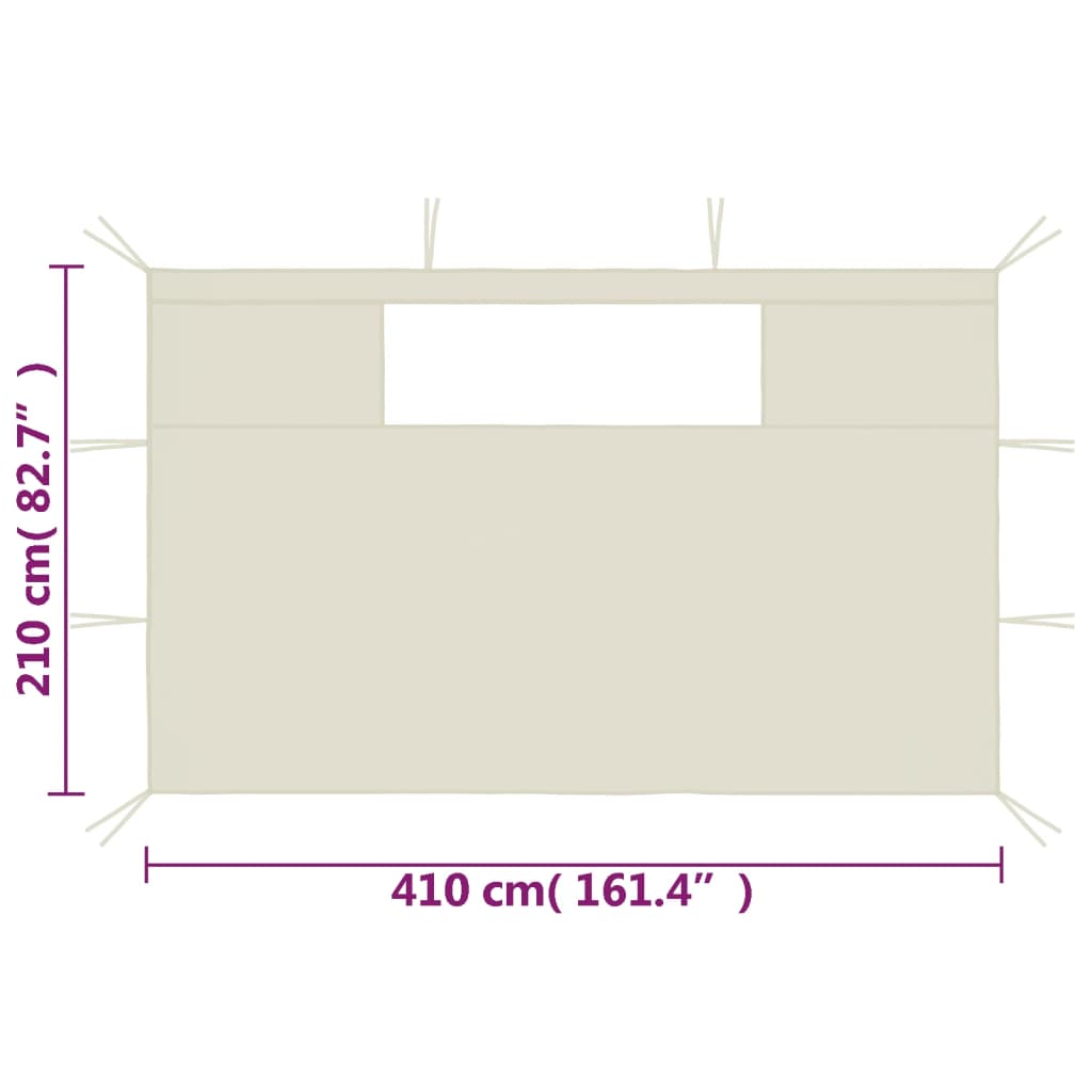 Pareti con Finestre per Gazebo 2 pz Crema