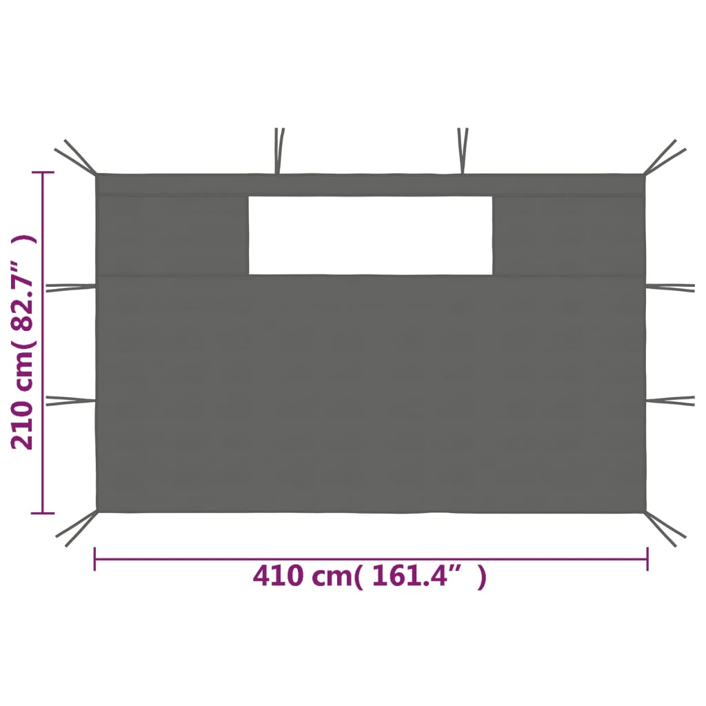 Pareti con Finestre per Gazebo 2 pz Antracite