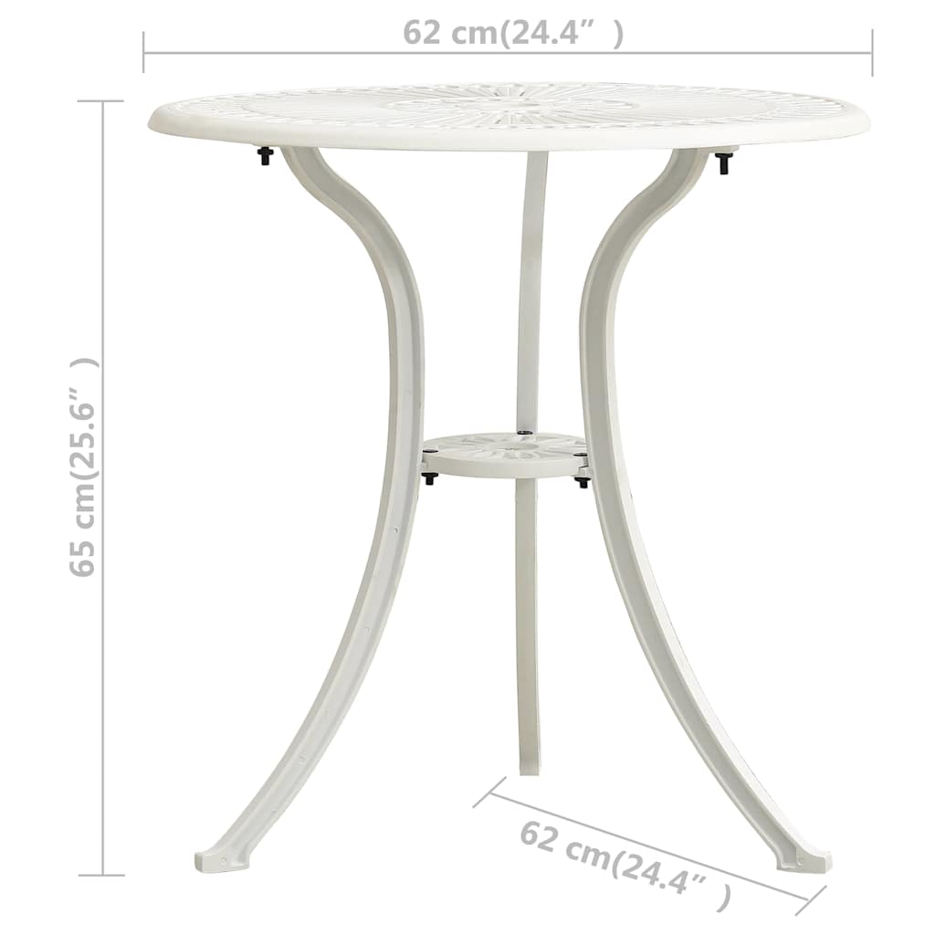 Set da Bistrot 3 pz in Alluminio Pressofuso Bianco