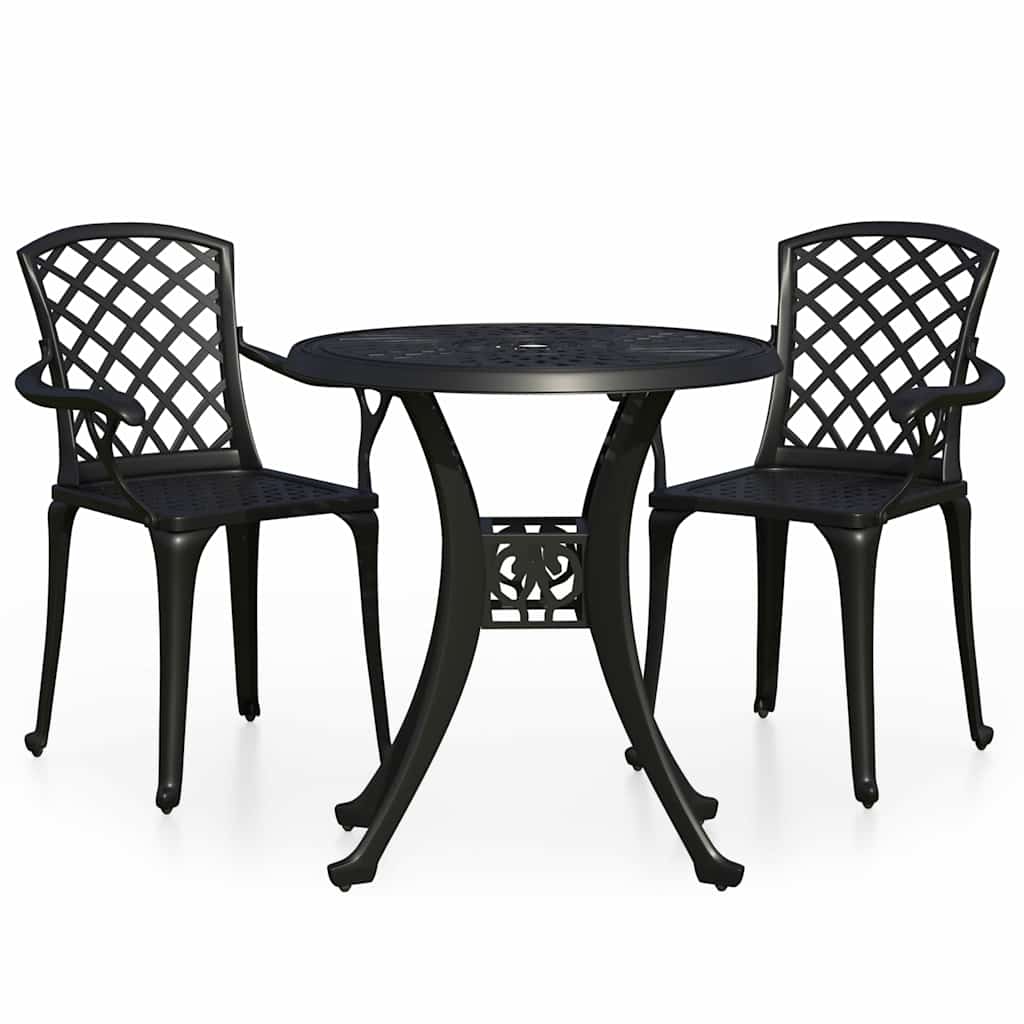 Set da Bistrot 3 pz in Alluminio Pressofuso Nero