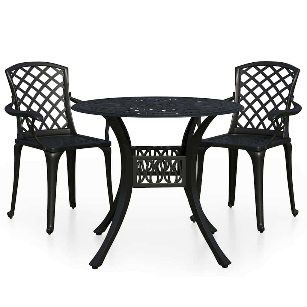 Set da Bistrot 3 pz in Alluminio Pressofuso Nero