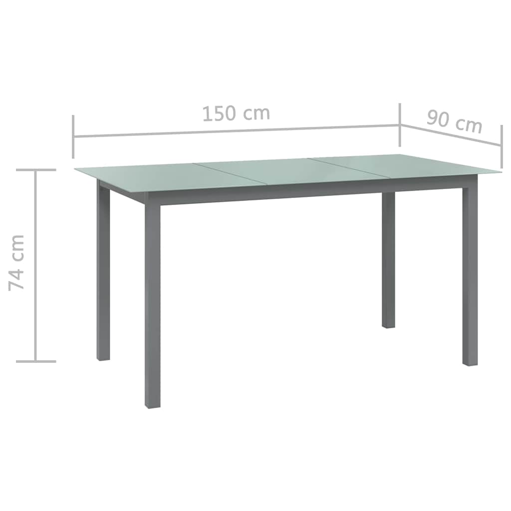 Set Mobili da Pranzo per Giardino 7 pz Alluminio Argento e Nero