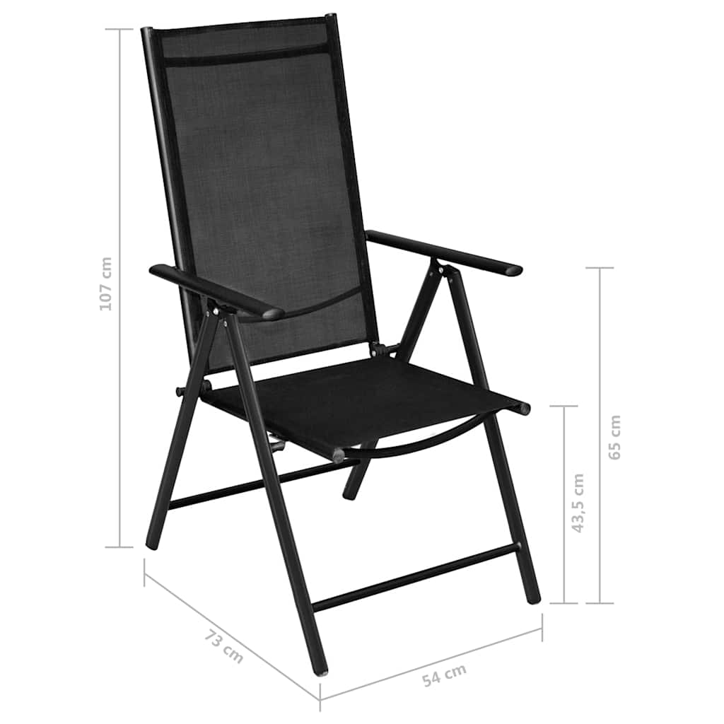 Set Mobili da Pranzo per Giardino 7 pz Alluminio Argento e Nero