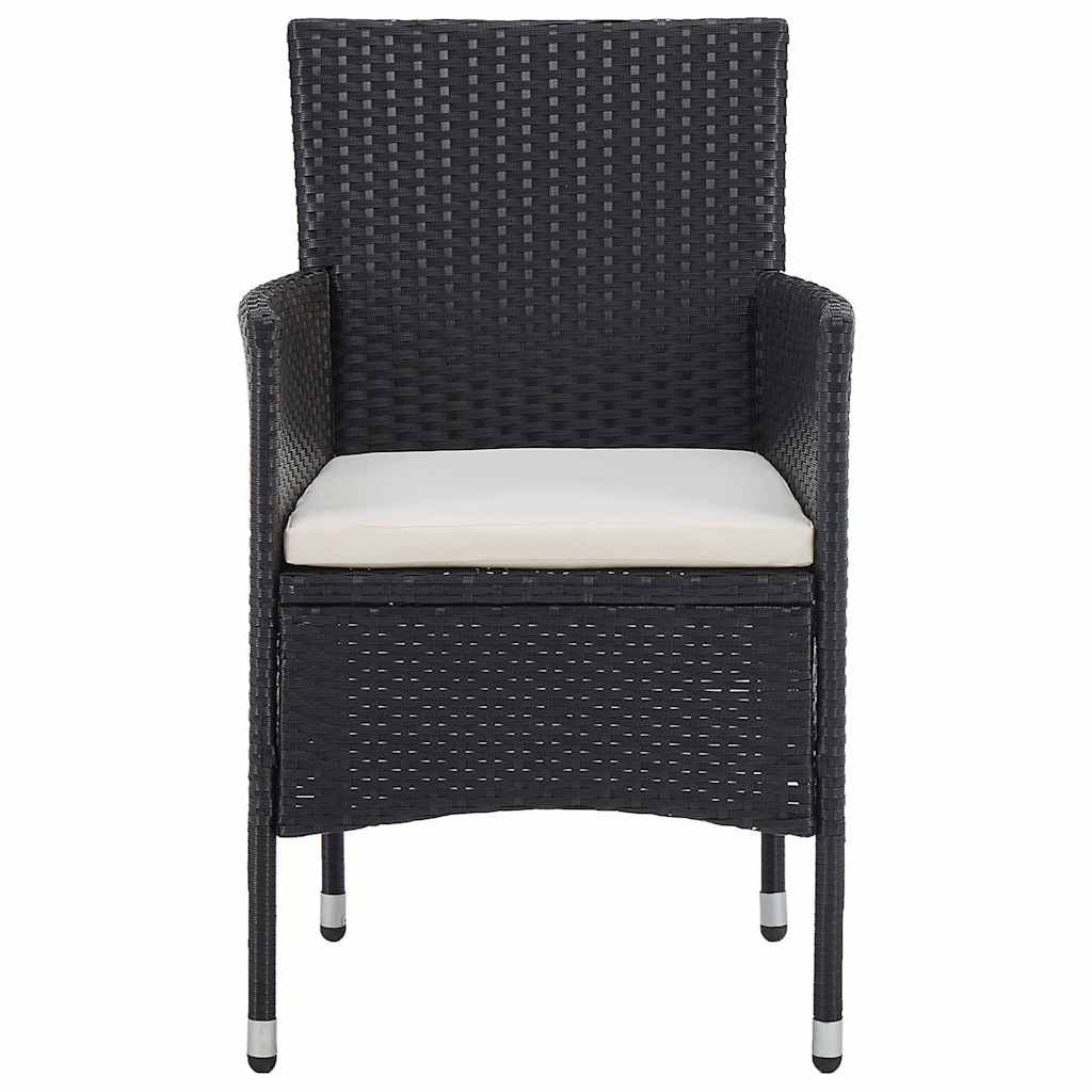 Set da Pranzo per Giardino 5 pz con Cuscini in Polyrattan Nero