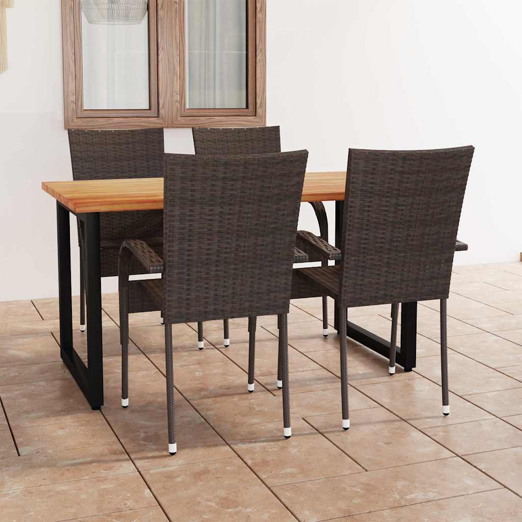 Set Mobili da Pranzo Giardino 5 pz in Polyrattan Marrone