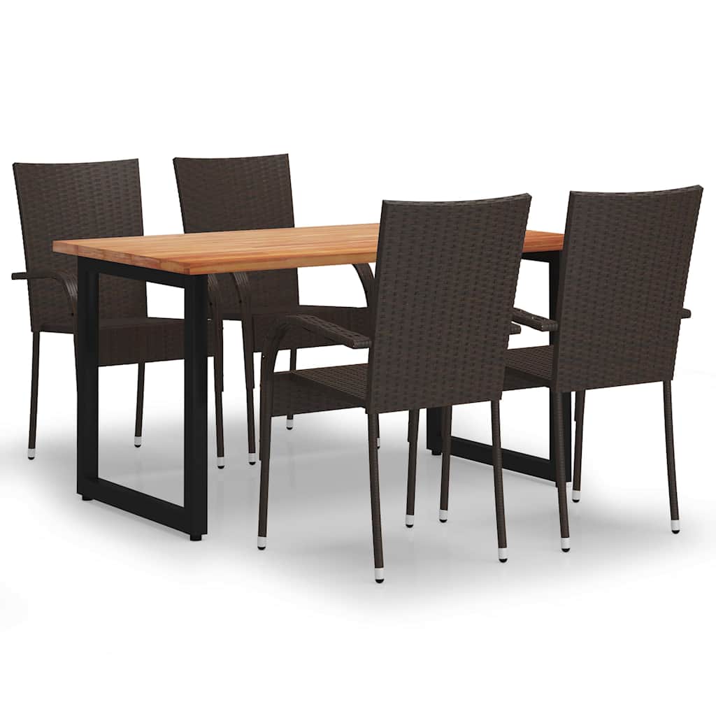 Set Mobili da Pranzo Giardino 5 pz in Polyrattan Marrone