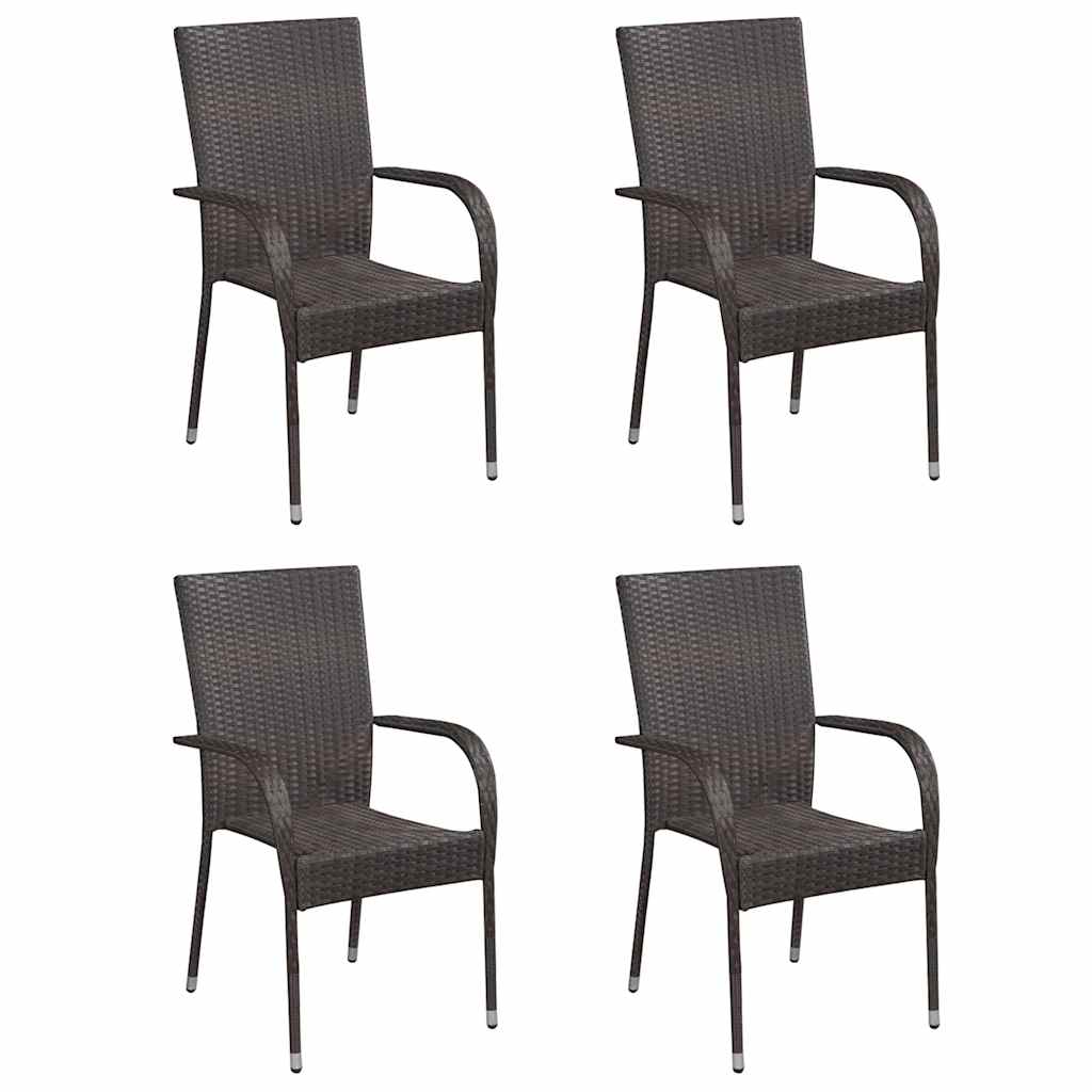 Set Mobili da Pranzo Giardino 5 pz in Polyrattan Marrone