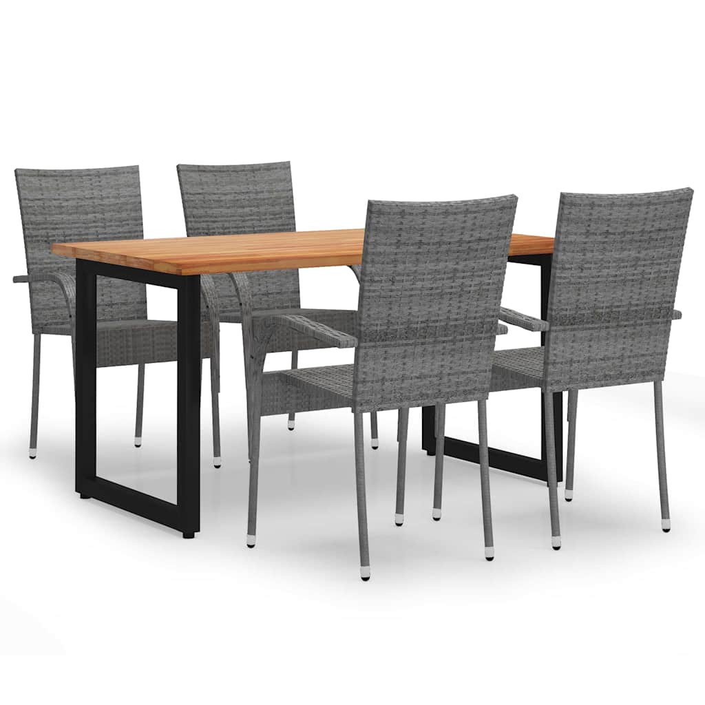 Set Mobili da Pranzo Giardino 5 pz in Polyrattan Grigio