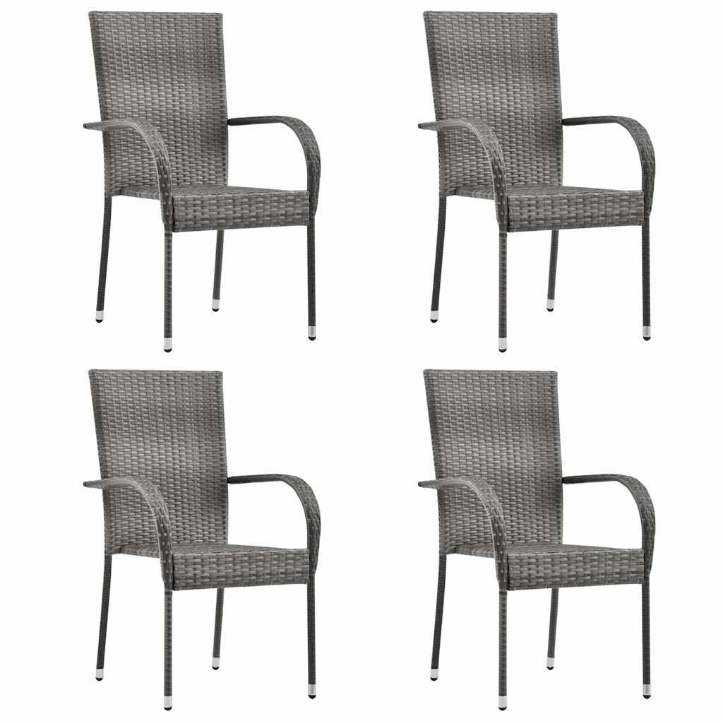 Set Mobili da Pranzo Giardino 5 pz in Polyrattan Grigio