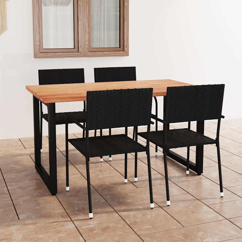 Set Mobili da Pranzo Giardino 5 pz in Polyrattan Nero